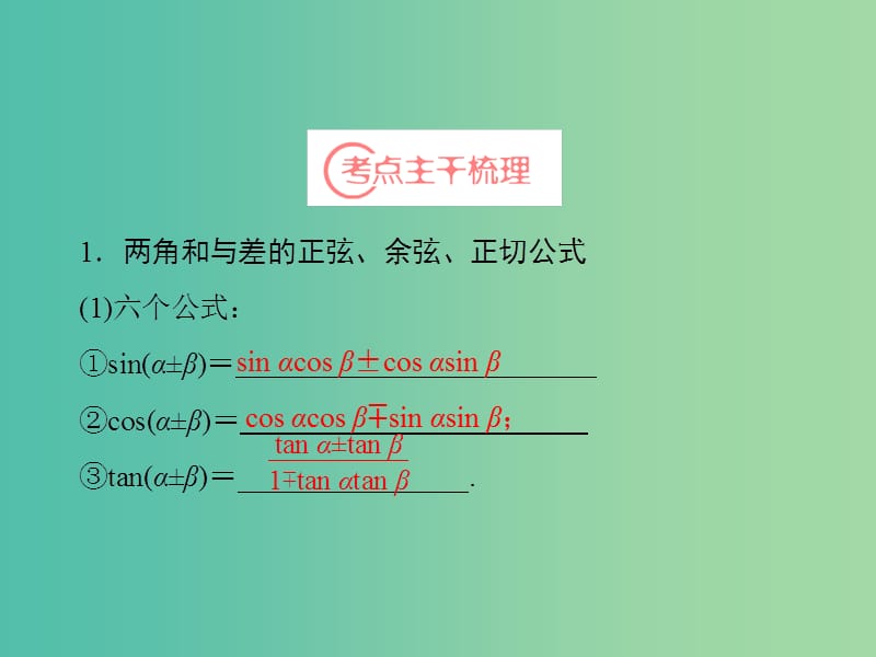 高考数学一轮复习 第3章 第3节 两角和与差、二倍角的三角函数课件 理 苏教版.ppt_第3页