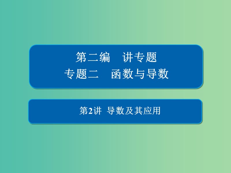 2019高考数学二轮复习 第二编 专题二 函数与导数 第2讲 导数及其应用课件 文.ppt_第1页