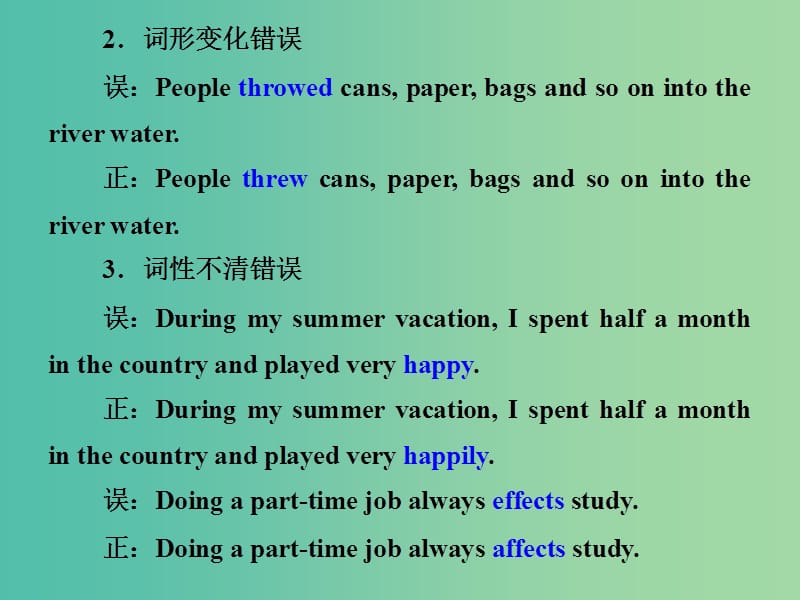 江苏专用2020高考英语一轮复习循序写作第三周考场作文常见的3类错误及防范措施课件牛津译林版.ppt_第3页