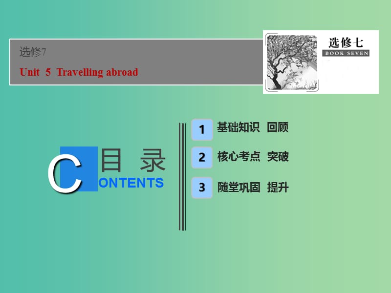 2019届高考英语一轮优化探究（话题部分）话题8 选修7 Unit 5 Travelling abroad课件 新人教版.ppt_第1页