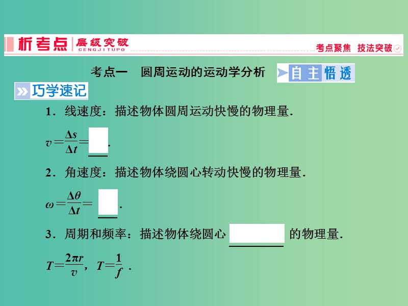 2019高考物理一轮复习 第四章《曲线运动与万有引力》第3课时 圆周运动课件 新人教版.ppt_第2页