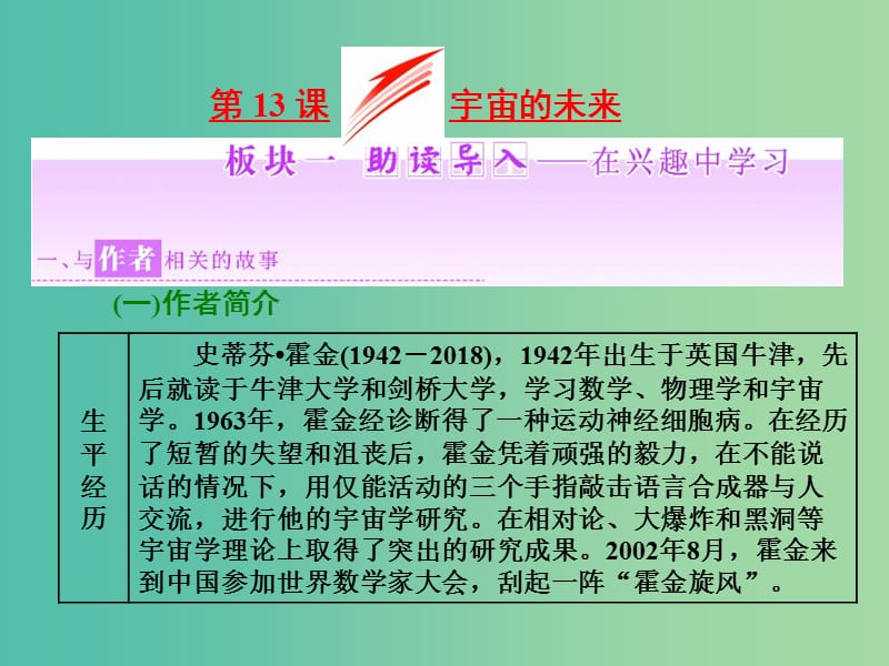 2019年高中语文 第四单元 第13课 宇宙的未来课件 新人教版必修5.ppt_第1页