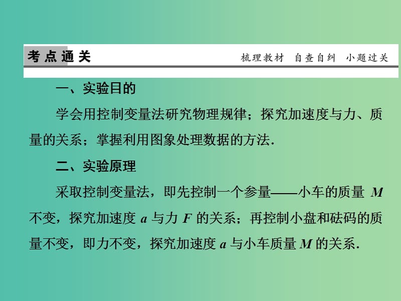 2019版高考物理一轮复习 第十三章 实验专题 第1讲 力学实验 实验4 验证牛顿运动定律课件.ppt_第2页