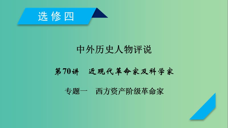 2019届高考历史一轮复习 第70讲 近现代革命家及科学家 专题1 西方资产阶级革命家课件 岳麓版.ppt_第1页