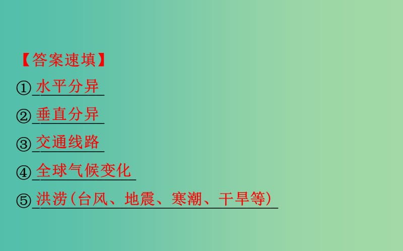 2019届高考地理一轮复习 阶段复习课 第三章 自然地理环境的整体性与差异性 第四章 自然环境对人类活动的影响课件 新人教版.ppt_第3页