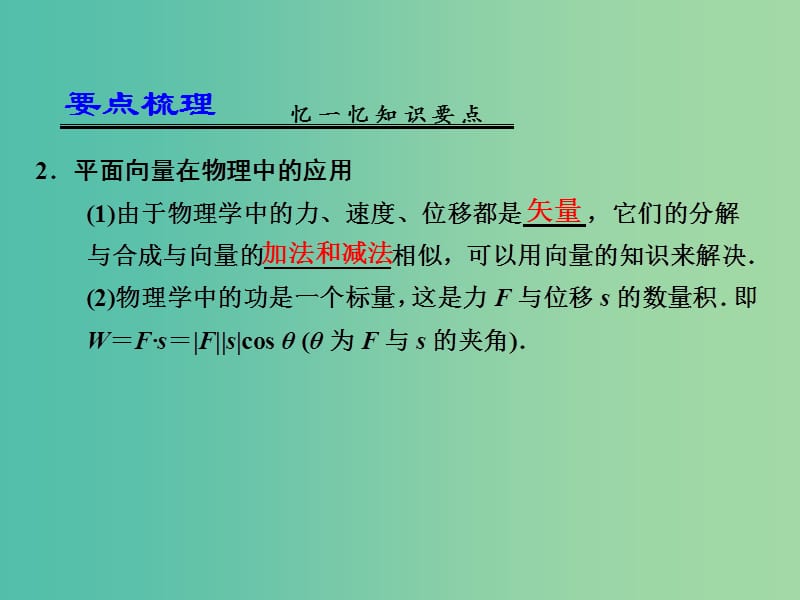 高考数学一轮复习 平面向量的应用01课件.ppt_第3页