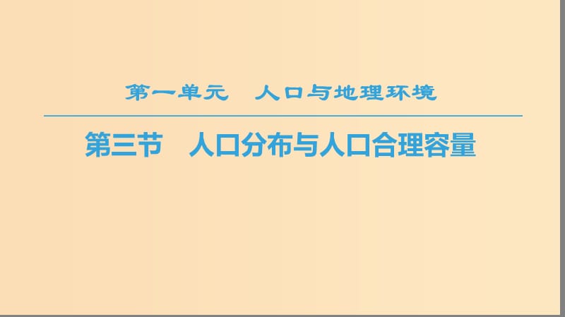 2018秋高中地理第1单元人口与地理环境第3节人口分布与人口合理容量课件鲁教版必修2 .ppt_第1页