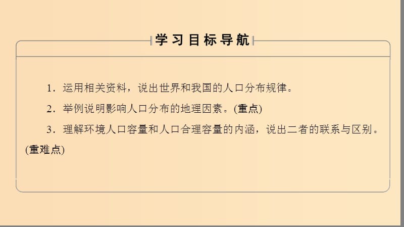 2018秋高中地理第1单元人口与地理环境第3节人口分布与人口合理容量课件鲁教版必修2 .ppt_第2页