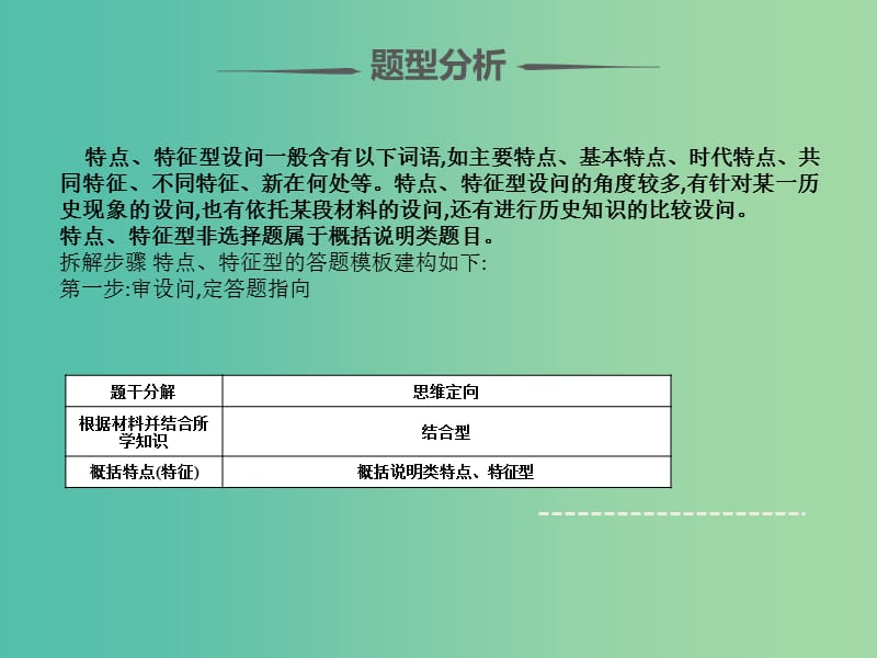 2019届高考历史 题型分类突破 第二篇 非选择题 专题一大题题型分类 类型4 特点、特征型课件.ppt_第3页