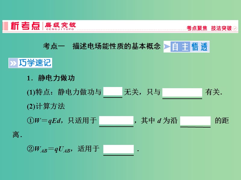 2019高考物理一轮复习 第七章《静电场》第2课时 电场能的性质课件 新人教版.ppt_第2页