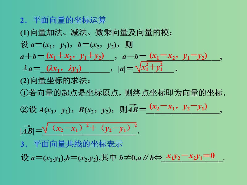 高考数学一轮复习 第四章 第2讲 平面向量基本定理及坐标表示课件 文.ppt_第3页