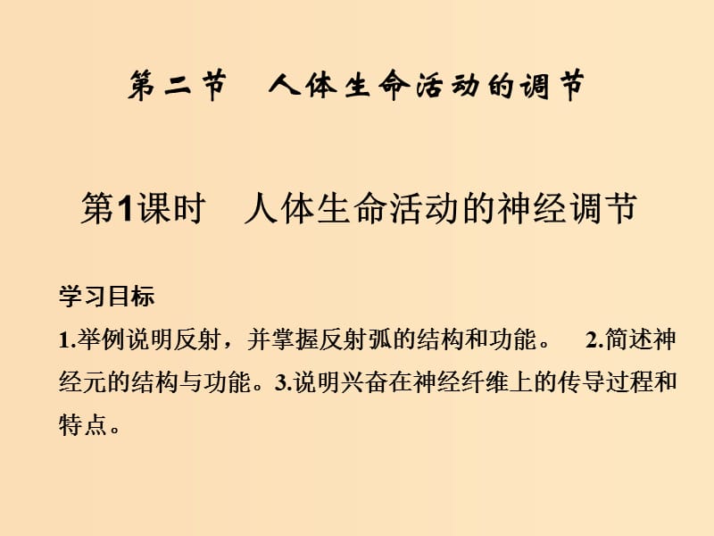 2018-2019版高中生物 第二章 生物的個體穩(wěn)態(tài) 第二節(jié) 第1課 人體生命活動的神經(jīng)調(diào)節(jié)課件 蘇教版必修3.ppt_第1頁