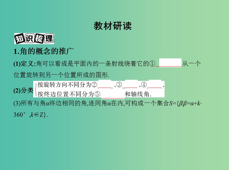 高考数学一轮复习第四章三角函数解三角形第一节任意角和蝗制及任意角的三角函数课件文.ppt_第3页