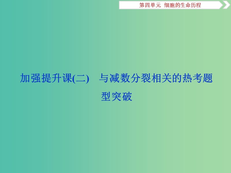 2019届高考生物一轮复习 第四单元 细胞的生命历程 加强提升课（二）与减数分裂相关的热考题型突破课件.ppt_第1页