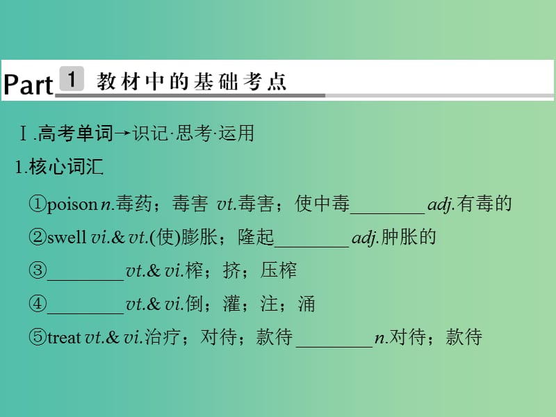 高考英语大一轮复习第1部分基础知识考点Unit5Firstaid课件新人教版.ppt_第2页