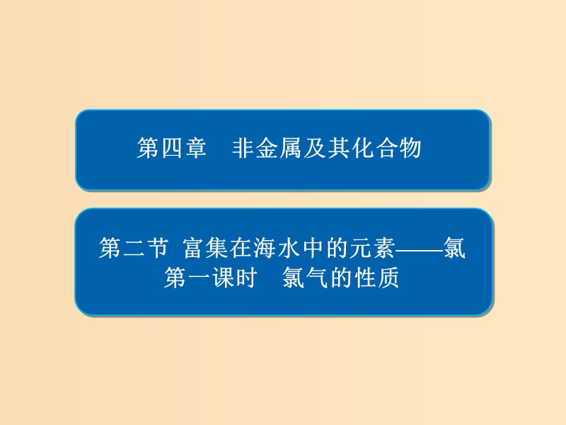 2018-2019學年高中化學 第四章 非金屬及其化合物 第二節(jié) 富集在海水中的元素——氯 第一課時 氯氣的性質(zhì)習題課件 新人教版必修1.ppt_第1頁