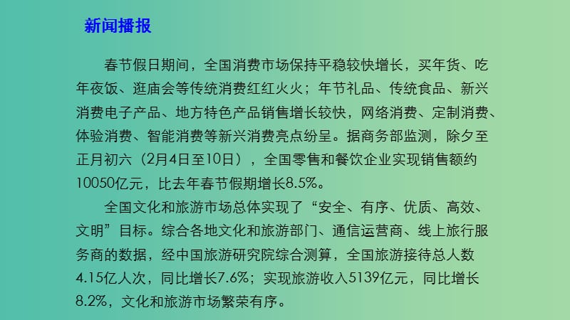 2019年高考政治 时政速递 春节假期全国消费市场保持平稳较快增长课件.ppt_第3页