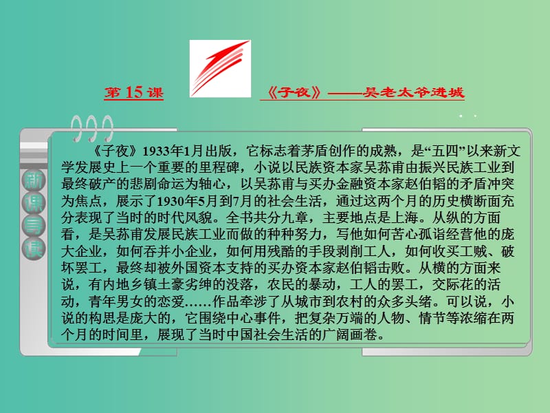 2019版高中语文第八单元第15课子夜吴老太爷进城课件新人教版选修中国小说欣赏.ppt_第2页