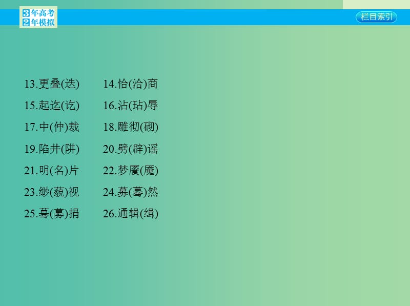 高考语文一轮复习 专题二 附录：常见易错字课件 新人教版.ppt_第3页