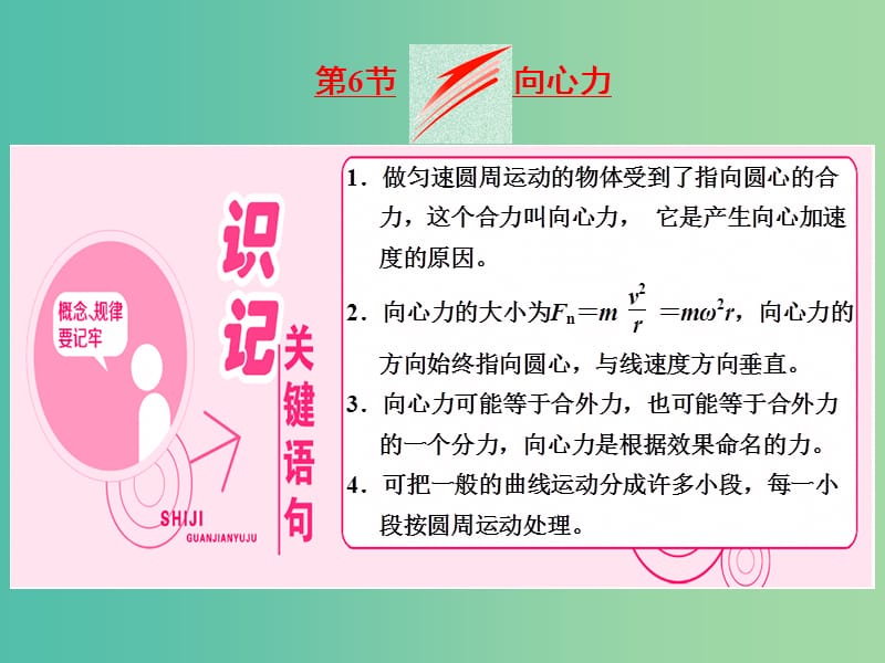 山东省专用2018-2019学年高中物理第五章曲线运动第6节向心力课件新人教版必修2 .ppt_第1页