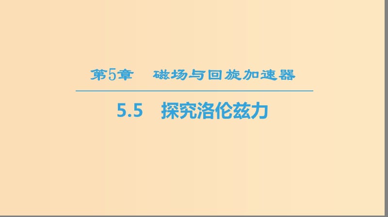 2018-2019學年高中物理 第5章 磁場與回旋加速器 5.5 探究洛倫茲力課件 滬科版選修3-1.ppt_第1頁