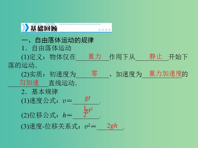 2019版高考物理大一轮复习 专题一 运动的描述 直线运动 第3讲 自由落体运动和竖直上抛运动 追及和相遇问题课件.ppt_第2页