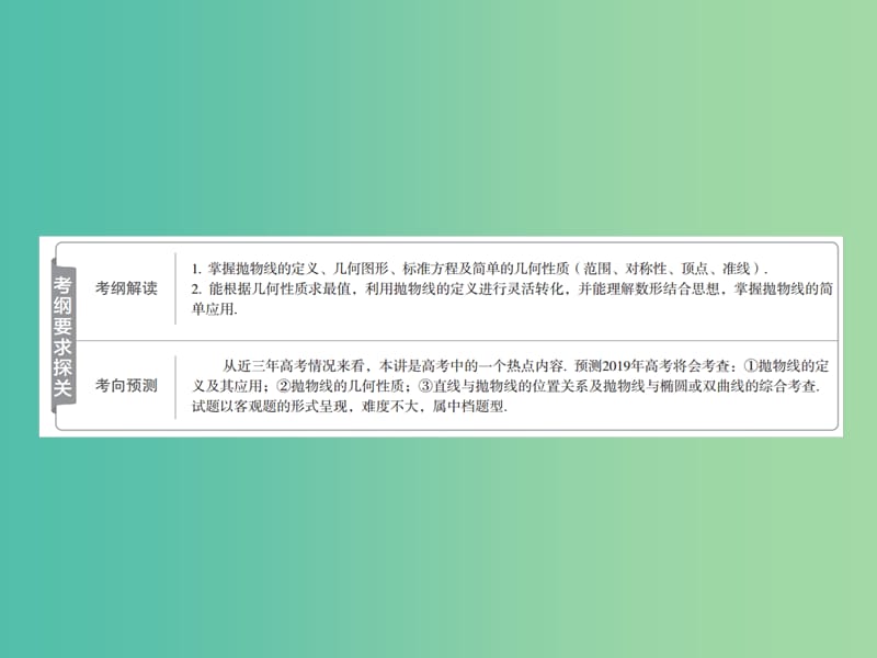 高考数学一轮复习第8章平面解析几何8.7抛物线课件理.ppt_第2页