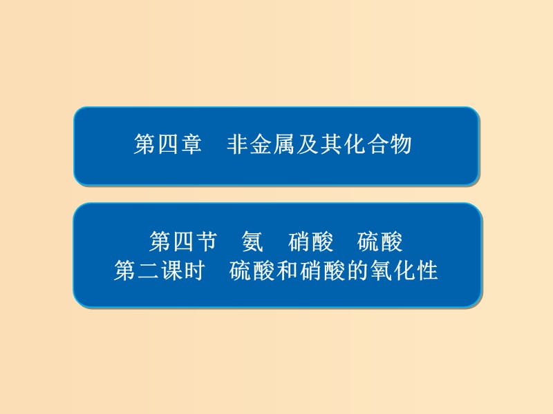 2018-2019学年高中化学 第四章 非金属及其化合物 第四节 氨 硝酸 硫酸 第二课时 硫酸和硝酸的氧化性课件 新人教版必修1.ppt_第1页