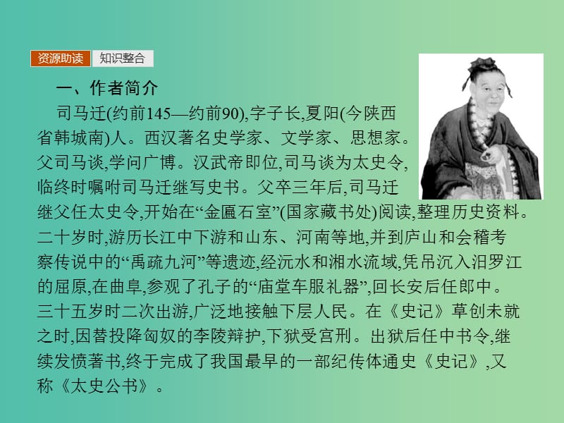 2019届高考语文 第2单元 生命的赞歌 3 屈原列传知识整合重难探究课件 鲁人版必修3.ppt_第3页