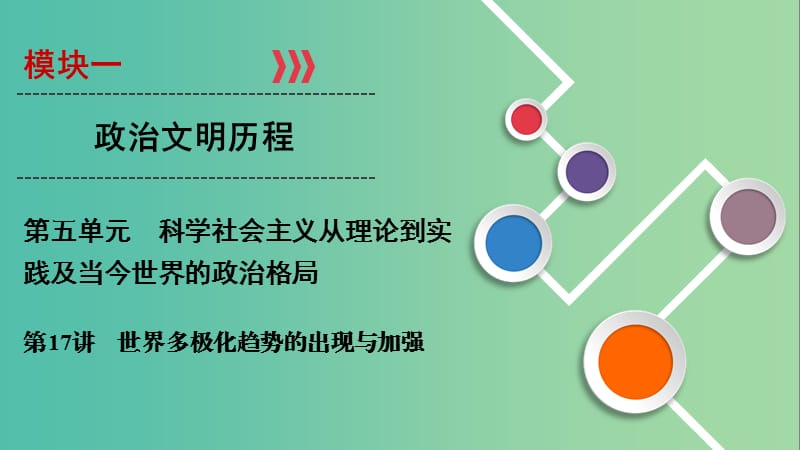 2020年高考历史总复习 第五单元 科学社会主义从理论到实践及当今世界的政治格局 第17讲 世界多极化趋势的出现与加强课件 新人教版.ppt_第1页