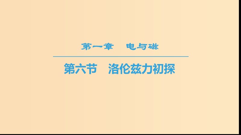 2018-2019高中物理第1章電與磁第6節(jié)洛倫茲力初探課件粵教版選修.ppt_第1頁(yè)