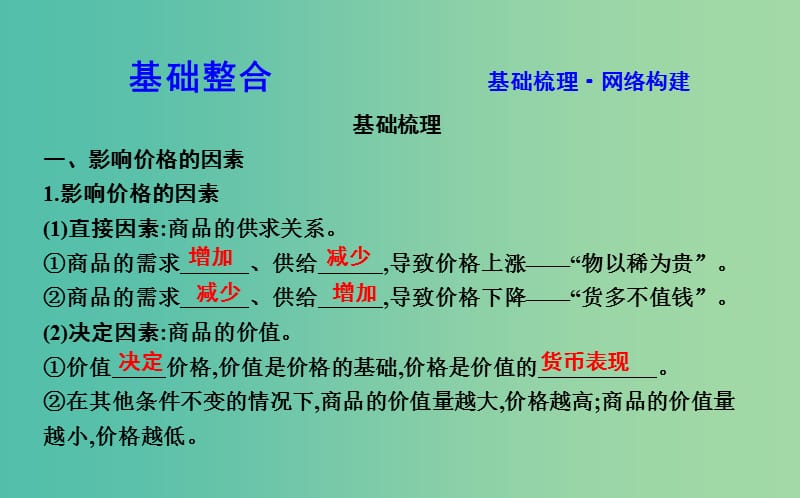 2019届高考政治第一轮复习 第一单元 生活与消费 第二课 多变的价格课件 新人教版必修1.ppt_第3页