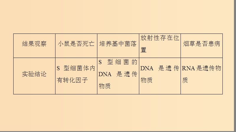 2018-2019高中生物 第4章 遗传的分子基础 微专题突破 DNA是主要遗传物质的实验比较课件 苏教版必修2.ppt_第3页