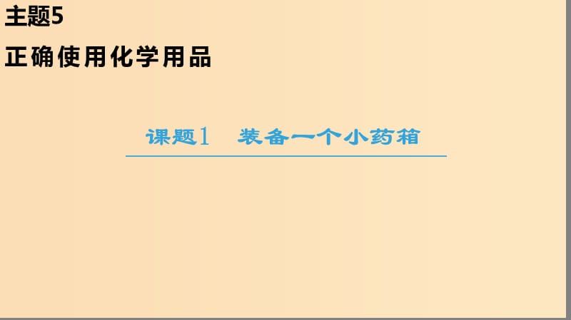 2018-2019学年高中化学主题5正确使用化学品课题1装备一个小药箱课件鲁科版选修1 .ppt_第1页