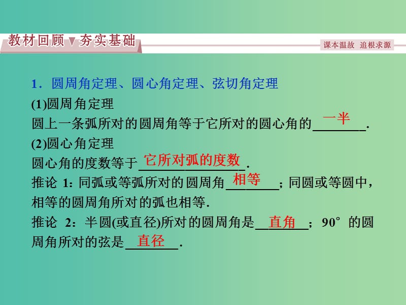 高考数学一轮复习选修部分几何证明选讲第2讲直线与圆的位置关系课件理北师大版.ppt_第2页