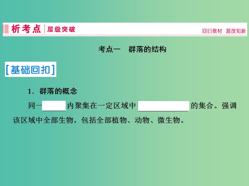 2019届高考生物一轮复习 第九单元 生物与环境 第30讲 群落的结构与演替课件 新人教版.ppt_第3页