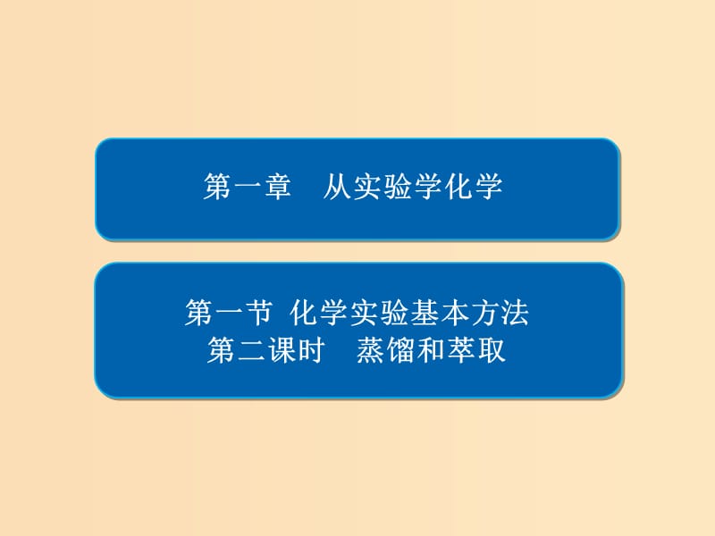 2018-2019學年高中化學 第一章 從實驗學化學 第一節(jié) 化學實驗基本方法 第二課時 蒸餾和萃取課件 新人教版必修1.ppt_第1頁