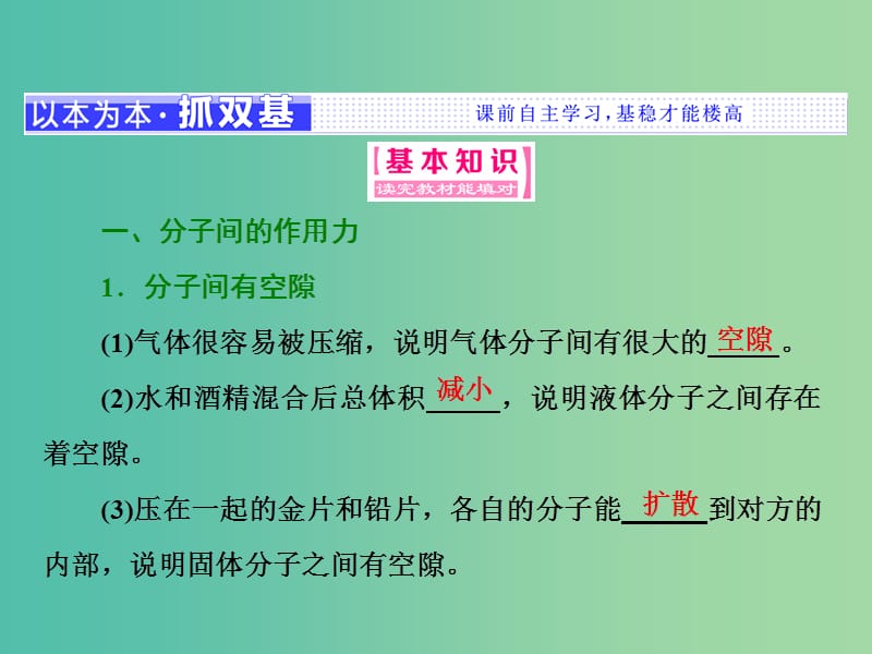 山东省专用2018-2019学年高中物理第七章分子动理论第3节分子间的作用力课件新人教版选修3 .ppt_第2页