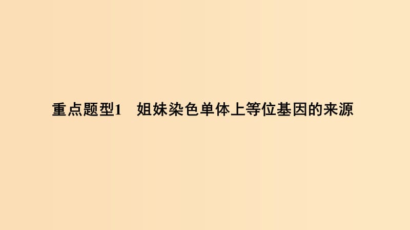 2019版高考生物总复习 第二部分 选择题必考五大专题 专题二 细胞的增殖与分化 重点题型1 姐妹染色单体上等位基因的来源课件.ppt_第1页