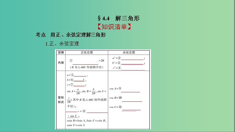 2019高考数学一轮复习 第四章 三角函数 4.4 解三角形课件 文.ppt_第2页