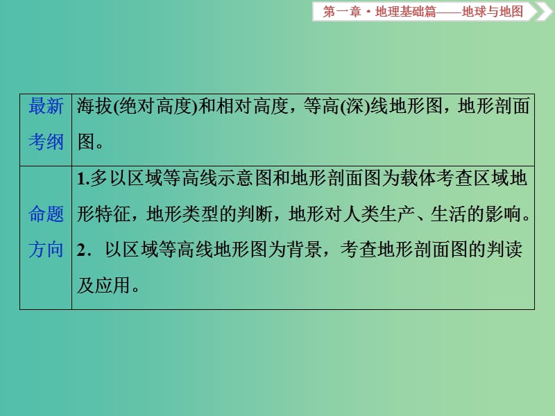 2019届高考地理总复习 第一章 地理基础篇——地球与地图 第2讲 等高线地形图课件 新人教版.ppt_第2页