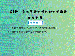 2019屆高考地理一輪復(fù)習(xí) 第一部分 自然地理 第三章 地球上的水 1 自然界的水循環(huán)和水資源的合理利用課件 新人教版.ppt