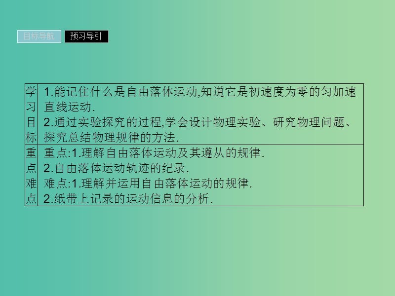 2019高中物理 第二章 探究匀变速直线运动规律 2.1 探究自由落体运动课件 粤教版必修1.ppt_第2页