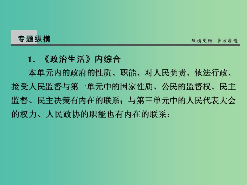 高考政治第一轮复习 第6单元 为人民服务的政府单元总结课件.ppt_第3页