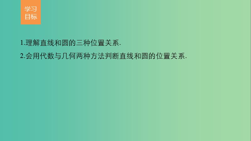 高考数学第四章圆与方程4.2.1直线与圆的位置关系课件新人教A版.ppt_第2页