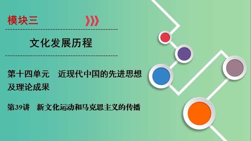 2020年高考历史总复习 第十四单元 近现代中国的先进思想及理论成果 第39讲 新文化运动和马克思主义的传播课件 新人教版.ppt_第1页