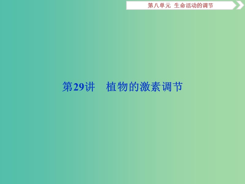 2019届高考生物一轮复习 第八单元 生命活动的调节 第29讲 植物的激素调节课件.ppt_第1页