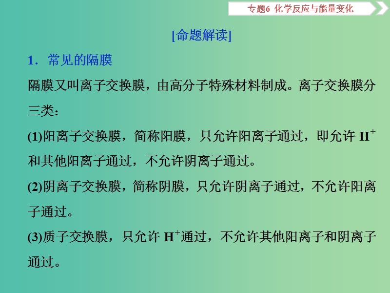 2019届高考化学总复习 专题6 化学反应与能量变化 突破全国卷专题讲座（五）隔膜在电化学中的应用课件 苏教版.ppt_第2页