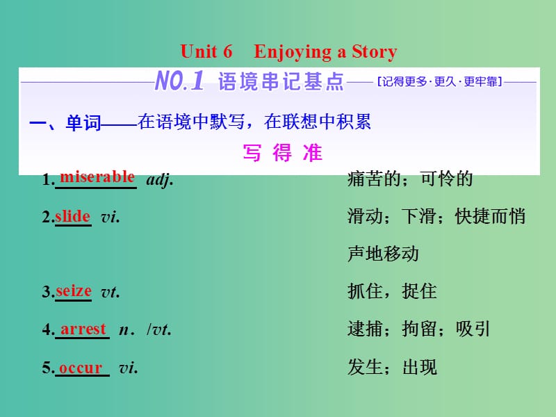 高考英语一轮复习Unit6EnjoyingaStory课件重庆大学版.ppt_第1页