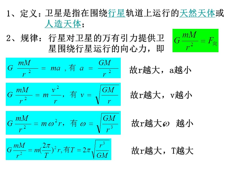 万有引力的应用--卫星问题.ppt_第2页